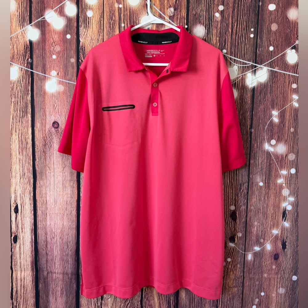 Nike Golf Tour Performance Dri-Fit Two-Tone Pink Polo Shirt
Size XL